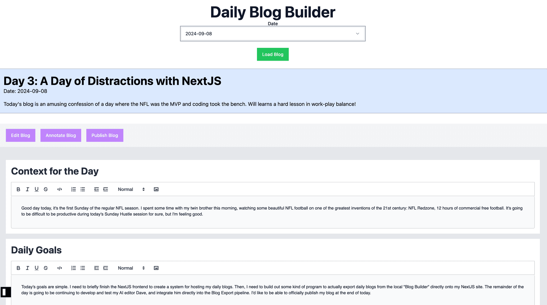 Daily Blog Builder